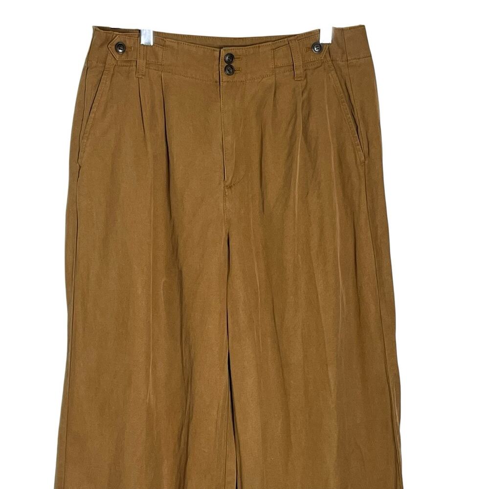 Madewell The Harlow Wide-Leg Pant 8 P Spiced Pleated Front Linen Blend Acorn Tan - Picture 5 of 15